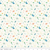 Image of Brave Your Way To the Moon Cloud quilting cotton fabric by Cayla Naylor for Riley Blake Designs. Features space on a white background. Cute Little Fabric Shop.