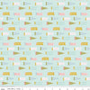Image of Brave Your Way Brave Banners Songbird quilting cotton fabric by Cayla Naylor for Riley Blake Designs. Features banners on a blue background. Cute Little Fabric Shop.
