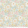 Image of Little Posies Main Powder quilting cotton fabric by Cayla Naylor for Riley Blake Designs. Features flowers on a blue background. Cute Little Fabric Shop.