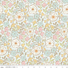 Image of Little Posies Main Powder quilting cotton fabric by Cayla Naylor for Riley Blake Designs. Features flowers on a blue background. Cute Little Fabric Shop.