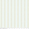 Image of Little Posies Stripes Powder quilting cotton fabric by Cayla Naylor for Riley Blake Designs. Features stripes on a blue background. Cute Little Fabric Shop.