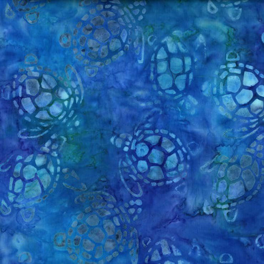 Batiks Sea Turtles Turquoise Blue Ocean Life Fabric - BT6392 - Michael Miller Quilting Cotton Fabric