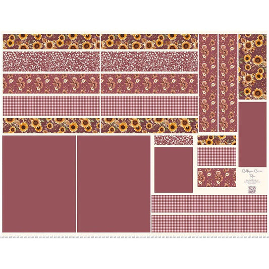 SALE Harvest on the Prairie Home Dec Cottage Core Tote Panel Wine Purple Panel Pattern Fabric - HD18290 - Riley Blake LARGE Canvas Fabric
