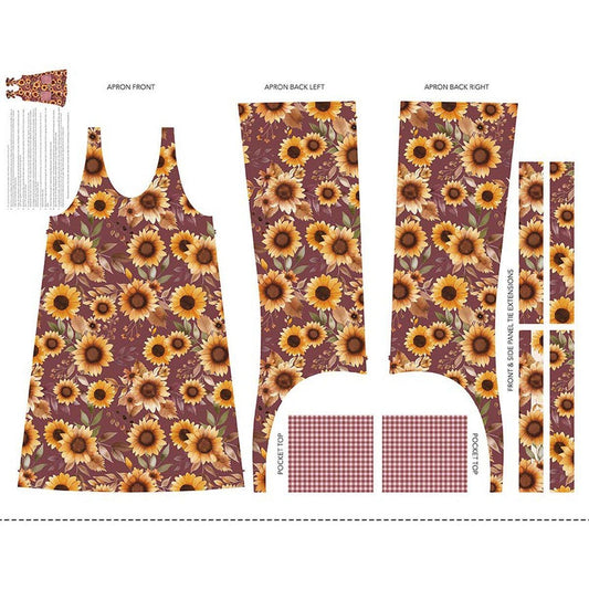 SALE Harvest on the Prairie Home Dec Sunflower Pinafore Panel Wine Purple Panel Pattern Fabric - HD18292 - Riley Blake LARGE Canvas Fabric