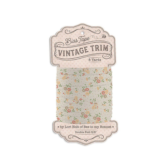 SALE Lori Holt 3/8" Double Fold Stitch Bias Tape Blessings Autumn Cream - ST-50211 - Riley Blake 8 Yards Trim