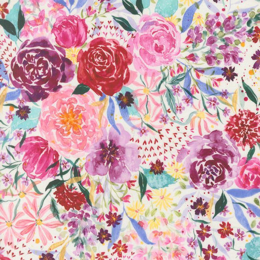 MINKY Fleur The Love Quilting Amour Cloud White Valentine's Day Fabric - 39880 - Moda Fabrics 100% Polyester Fabric