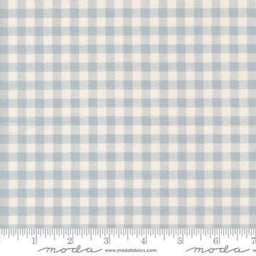 Image of Handmade Sweetness Checks Powder Blue quilting cotton fabric by My Sew Quilty Life for Moda Fabrics. Features gingham on a blue background. Cute Little Fabric Shop.