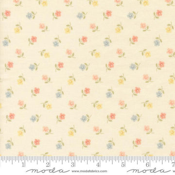 Image of Handmade Sweetness Posies Porcelain quilting cotton fabric by My Sew Quilty Life for Moda Fabrics. Features flowers on a cream background. Cute Little Fabric Shop.