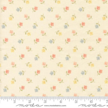 Image of Handmade Sweetness Posies Porcelain quilting cotton fabric by My Sew Quilty Life for Moda Fabrics. Features flowers on a cream background. Cute Little Fabric Shop.