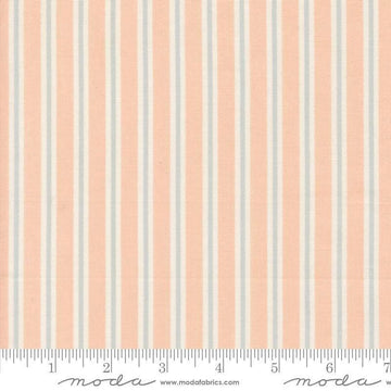 Image of Handmade Sweetness Ribbon Petal quilting cotton fabric by My Sew Quilty Life for Moda Fabrics. Features stripes on a pink background. Cute Little Fabric Shop.