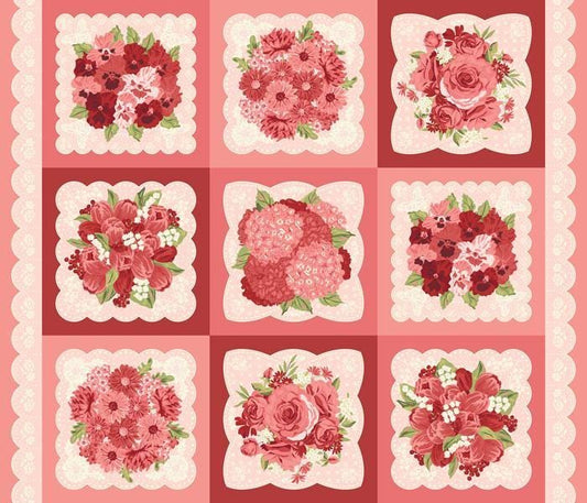 SALE Je Taime Doily Panel Lace Pink Valentine's Day Fabric - 20998 - Moda Fabrics Quilting Cotton Fabric