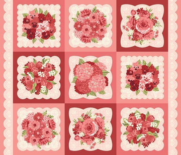 Je Taime Doily Panel Lace Pink Valentine's Day Fabric - 20998 - Moda Fabrics Quilting Cotton Fabric