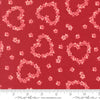 Image of Je Taime Flower Heart Rose quilting cotton fabric by Stacy Iest Hsu for Moda Fabrics. Features flowers on a red background. Cute Little Fabric Shop.