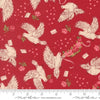 Image of Je Taime Doves Rose quilting cotton fabric by Stacy Iest Hsu for Moda Fabrics. Features birds on a red background. Cute Little Fabric Shop.