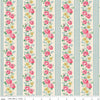 Image of Cath Kidston Signature Collection Stripe Blue by Cath Kidston for Riley Blake Designs. Features flowers and stripes on a blue background. Cute Little Fabric Shop.