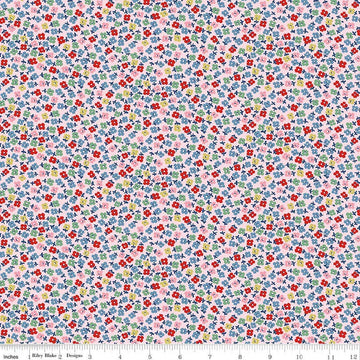 Image of Cath Kidston Signature Collection Teeny One Pink by Cath Kidston for Riley Blake Designs. Features flowers on a pink background. Cute Little Fabric Shop.