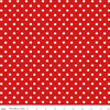 Image of Cath Kidston Signature Collection Button Spot Red by Cath Kidston for Riley Blake Designs. Features polka dots on a red background. Cute Little Fabric Shop.