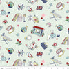 Image of Cath Kidston Signature Collection Icons Mist by Cath Kidston for Riley Blake Designs. Features british icons on a green background. Cute Little Fabric Shop.