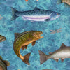MINKY Fish Tails Fish Allover Turquoise Blue Fish Fabric 60" Wide - 30067 - QT Fabrics 100% Polyester Fabric