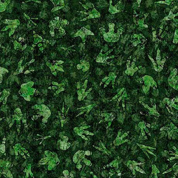 MINKY Savage Kingdom Dino Tracks Forest Green Dinosaur Fabric 60" Wide - 31738 - QT Fabrics 100% Polyester Fabric