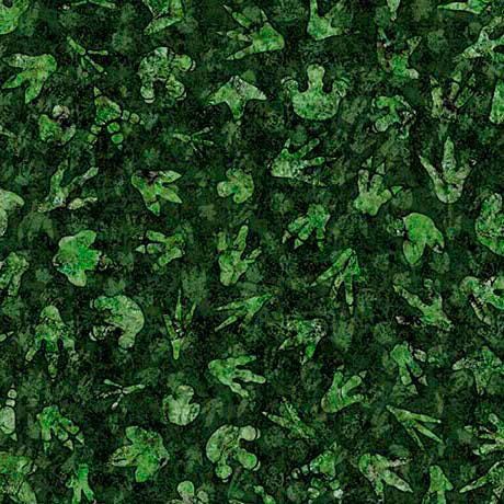 MINKY Savage Kingdom Dino Tracks Forest Green Dinosaur Fabric 60" Wide - 31738 - QT Fabrics 100% Polyester Fabric
