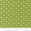 Image of Bloomsberry Mayfair Leaf quilting cotton fabric by Camille Roskelley for Moda Fabrics. Features flowers on a green background. Cute Little Fabric Shop.