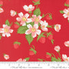 Image of Bloomsberry In Bloom Red quilting cotton fabric by Camille Roskelley for Moda Fabrics. Features flowers on a red background. Cute Little Fabric Shop.