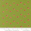 Image of Bloomsberry Berries Leaf quilting cotton fabric by Camille Roskelley for Moda Fabrics. Features strawberries on a green background. Cute Little Fabric Shop.