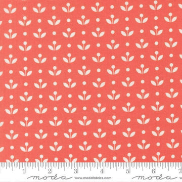 Image of Bloomsberry Mayfair Nantucket Red quilting cotton fabric by Camille Roskelley for Moda Fabrics. Features flowers on a red background. Cute Little Fabric Shop.