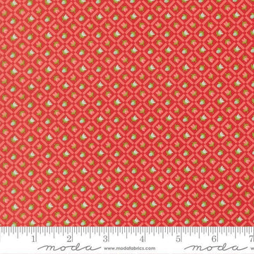 Image of Bloomsberry Check Red quilting cotton fabric by Camille Roskelley for Moda Fabrics. Features flowers on a red background. Cute Little Fabric Shop.