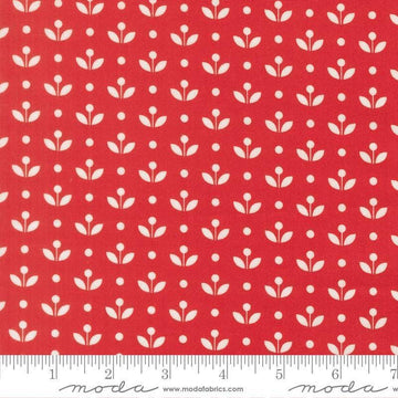 Image of Bloomsberry Mayfair Red quilting cotton fabric by Camille Roskelley for Moda Fabrics. Features flowers on a red background. Cute Little Fabric Shop.