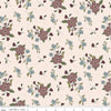 Image of Charmed & Treasured Main Latte by Kassidy Grace for Riley Blake Designs. Features flowers on a cream background. Cute Little Fabric Shop.