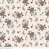 Image of Charmed & Treasured Main Latte by Kassidy Grace for Riley Blake Designs. Features flowers on a cream background. Cute Little Fabric Shop.