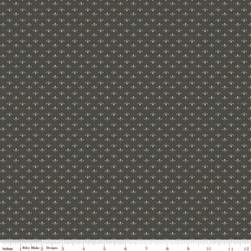 Image of Charmed & Treasured Lottie Gray by Kassidy Grace for Riley Blake Designs. Features a geometric pattern on a gray background. Cute Little Fabric Shop.