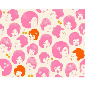 Image of Sparkle Mart Dotties Friends June quilting cotton fabric by Melody Miller of Ruby Star Society for Moda Fabrics. Features women on a cream background. Cute Little Fabric Shop.