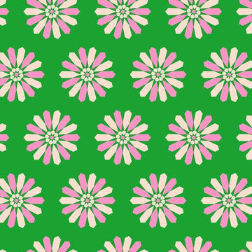 Image of Sparkle Mart Freshly Picked Deep Verdant quilting cotton fabric by Melody Miller of Ruby Star Society for Moda Fabrics. Features flowers on a green background. Cute Little Fabric Shop.