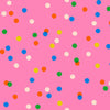 Image of Sparkle Mart Spriz June quilting cotton fabric by Melody Miller of Ruby Star Society for Moda Fabrics. Features polka dots on a pink background. Cute Little Fabric Shop.