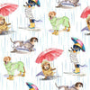 Paws in the Rain Dogs White Dog Fabric - DCX12400 - Michael Miller Quilting Cotton Fabric