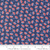 Image of On The Porch Wishes Navy quilting cotton fabric by My and My Sister Designs for Moda Fabrics. Features flowers on a blue background. Cute Little Fabric Shop.