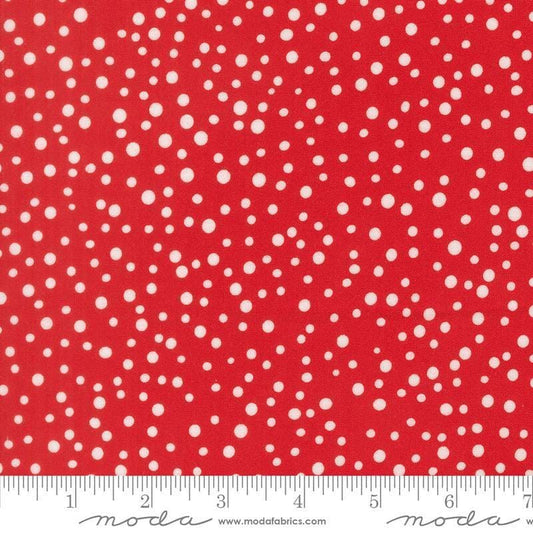 Image of On The Porch Country Rain Country Red quilting cotton fabric by My and My Sister Designs for Moda Fabrics. Features polka dots on a red background. Cute Little Fabric Shop.