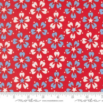 Image of On The Porch Flower Bust Country Red quilting cotton fabric by My and My Sister Designs for Moda Fabrics. Features flowers on a red background. Cute Little Fabric Shop.