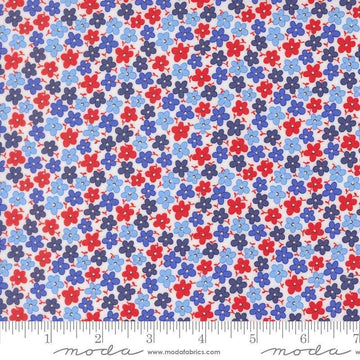 Image of On The Porch Field of Flowers Cloud quilting cotton fabric by My and My Sister Designs for Moda Fabrics. Features flowers on a white background. Cute Little Fabric Shop.