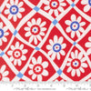 Image of On The Porch Happy Daze Country Red quilting cotton fabric by My and My Sister Designs for Moda Fabrics. Features flowers on a red background. Cute Little Fabric Shop.
