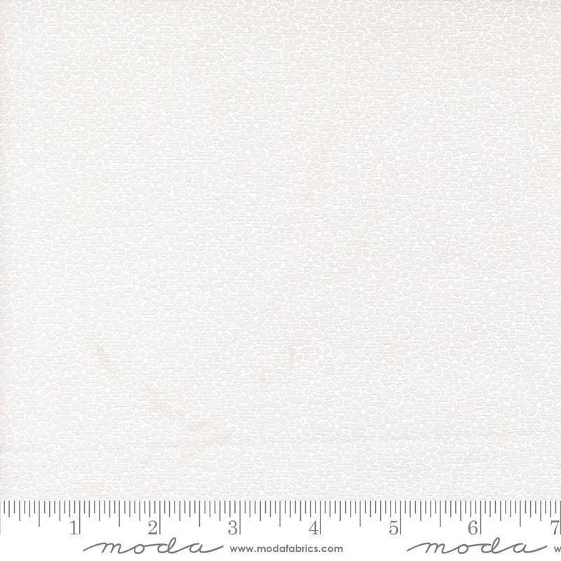 Image of On The Porch Field of Flowers Cloud White quilting cotton fabric by My and My Sister Designs for Moda Fabrics. Features flowers on a white background. Cute Little Fabric Shop.