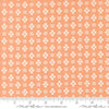 Image of Makers Delight Handwork Cantaloupe by Chrissy Lux for Moda Fabrics. Features shapes on an orange background. Cute Little Fabric Shop.