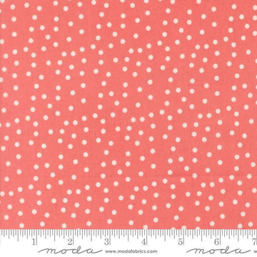Image of Makers Delight Small Dot Rose by Chrissy Lux for Moda Fabrics. Features polka dots on a pink background. Cute Little Fabric Shop.