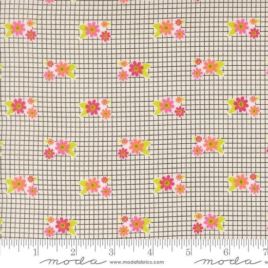 Image of Makers Delight Tiny Floral White by Chrissy Lux for Moda Fabrics. Features flowers on a black and white background. Cute Little Fabric Shop.