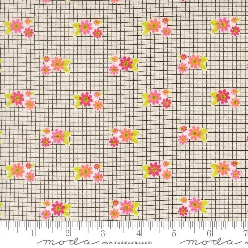 Image of Makers Delight Tiny Floral White by Chrissy Lux for Moda Fabrics. Features flowers on a black and white background. Cute Little Fabric Shop.