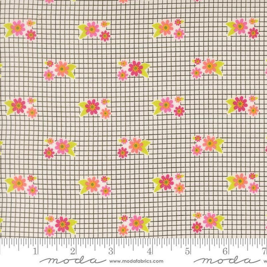 Image of Makers Delight Tiny Floral White by Chrissy Lux for Moda Fabrics. Features flowers on a black and white background. Cute Little Fabric Shop.