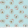 3-Yard-Cut - SALE Whimsical Woodland Tossed Animals Aqua Blue WIDEBACK 108" Wide - Riley Blake Quilting Cotton Fabric